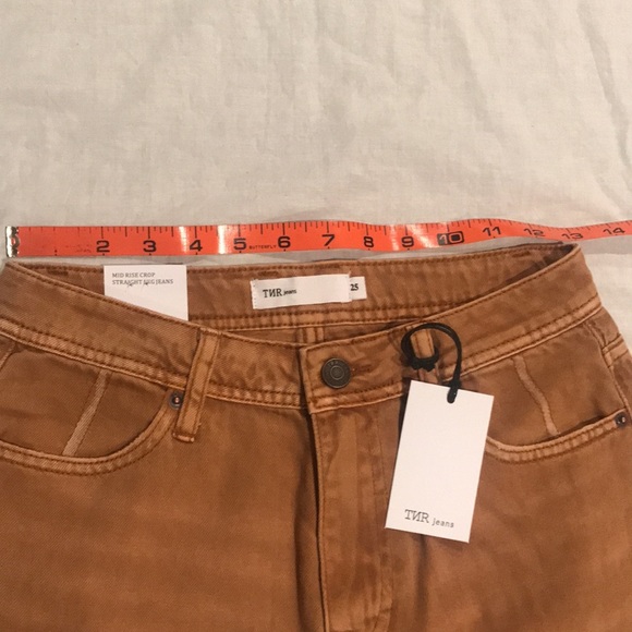 Piper and Scoot “Haylen” Mid Rise Crop Wide Leg Jeans Mustard/Rust 25 - Picture 15 of 16